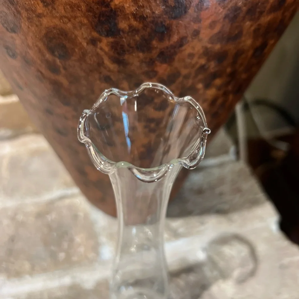Vintage Duchin Creation Sterling Weighted Bud Vase Crystal Etched Flowers